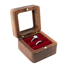 Коробочка для кілець дерев'яна, найкращий футляр обручальних кілець для весілля або пропонування руки та серця