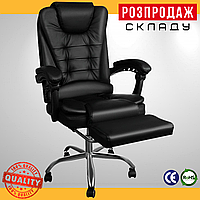 Офісне Крісло з Підставкою для Ніг до 130 кг Primaveo Чорне Комп'ютерне Крісло Керівника для Офісу Поворотне на Коліщатках