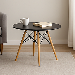 Журнальний столик чорний МДФ круглий у скандинавському стилі "Тауер Вуд" 60 см