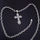 Чоловічий срібний ланцюг якір і хрестик з жостким вушком зі срібла. Якірний цепочка і срібло 925 проба 55 см, фото 6