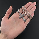 Чоловічий срібний ланцюг якір і хрестик з жостким вушком зі срібла. Якірний цепочка і срібло 925 проба 55 см, фото 3