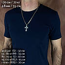 Чоловічий срібний ланцюг якір і хрестик з жостким вушком зі срібла. Якірний цепочка і срібло 925 проба 55 см, фото 2