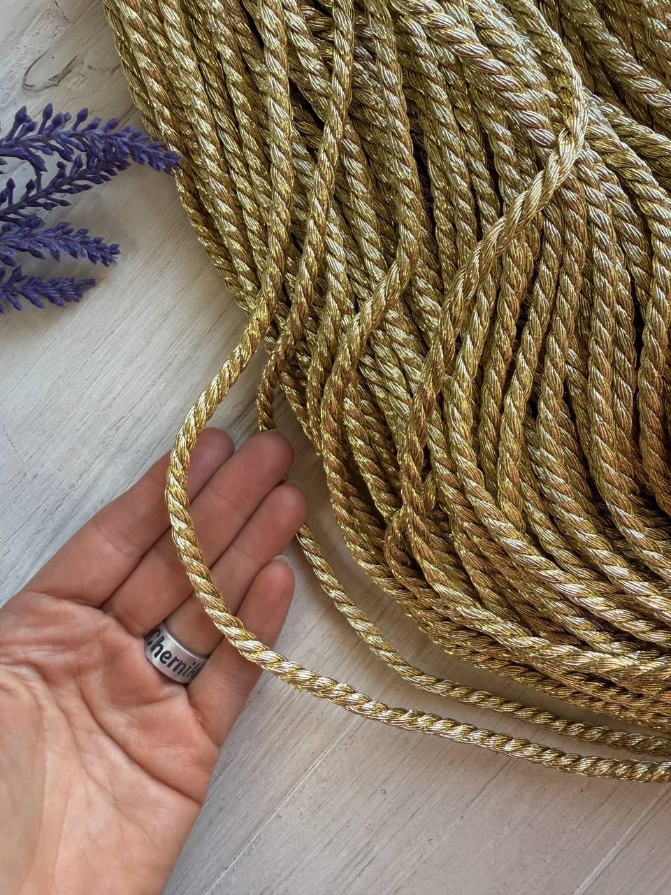 Шнур люрексовий золото 6 мм, 100 метрів