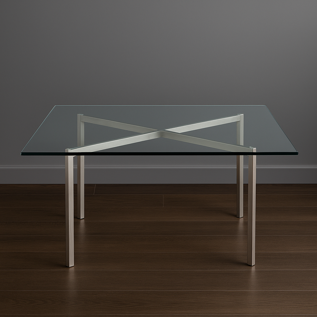 Журнальний столик квадратний зі скляною стільницею "Барселона" 100 см × 100 см стильний модерн, фото 1