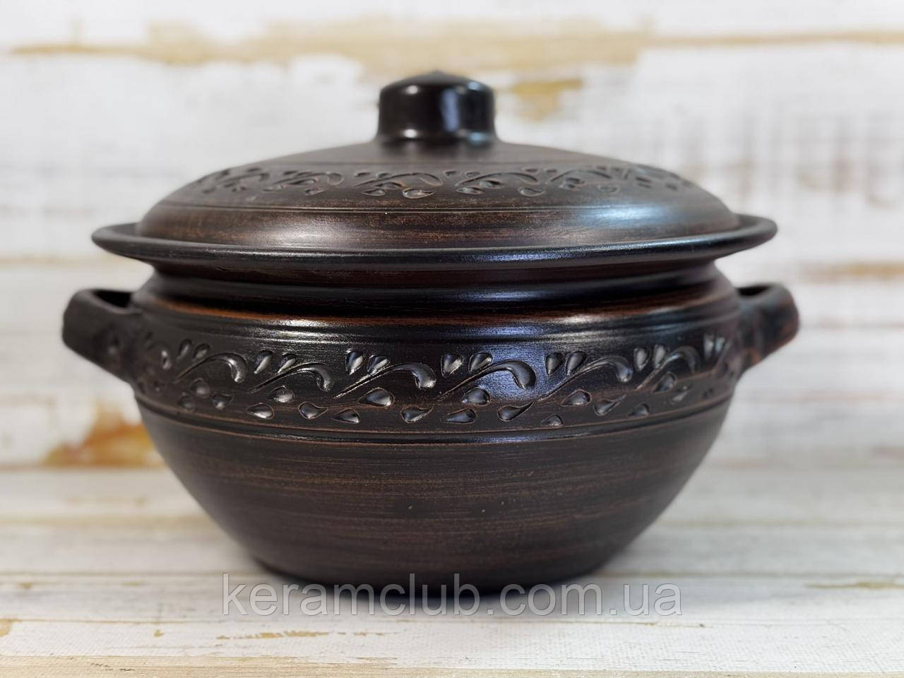 Глиняна жаровня 4 л із ручками