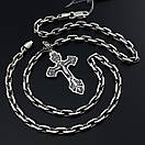 Чоловічий срібний ланцюг якір і хрестик з жостким вушком зі срібла. Якірний цепочка і срібло 925 проба 55 см, фото 9