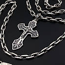 Чоловічий срібний ланцюг якір і хрестик з жостким вушком зі срібла. Якірний цепочка і срібло 925 проба 55 см, фото 7