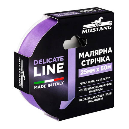 Стрічка малярська MUSTANG DELICATE LINE, 25 мм*50 м, 24 шт./пач. (фіолетова), фото 1
