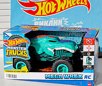 Машинка 19 см Hot Wheels Monster Trucks RC Mega Wrex 1:24 Крокодил динозавр з пультом радіокерована на дистанційному керуванніі