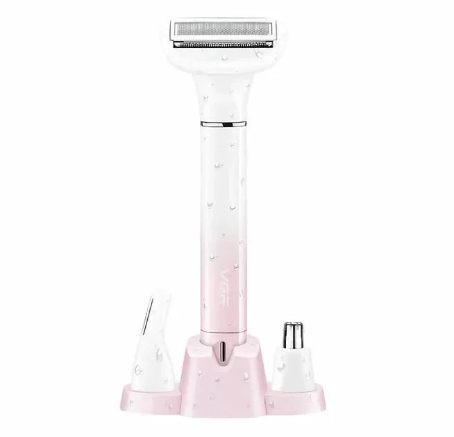 Електробритва жіноча акумуляторна для видалення волосся 3 в 1 з триммером для носа вух брів VGR V-611 Am, фото 1