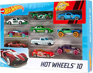 УЦІНКА (Прим'ята коробка) Набір з 10 машинок Хот Вілс Hot Wheels 10 Car Gift Pack (в асортименті) 54886