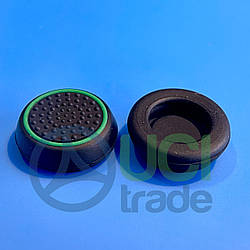 Силіконові накладки на стіки геймпаду PS5 PS4 Xbox та ін. (пара — 2 шт.) Чорні з зеленою окантовкою