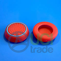 Силіконові накладки на стіки геймпаду PS5 PS4 Xbox та ін. (пара — 2 шт.) Червоні з блакитною окантовкою