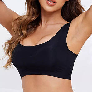 Безшовний тонкий жіночий топ з декольте круглої форми та пуш ап ефектом колір чорний розмір S