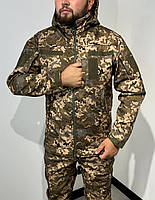 Військова куртка Softshell Піксель на флісі, демісезонна, тактична, камуфляжна куртка піксель для армії