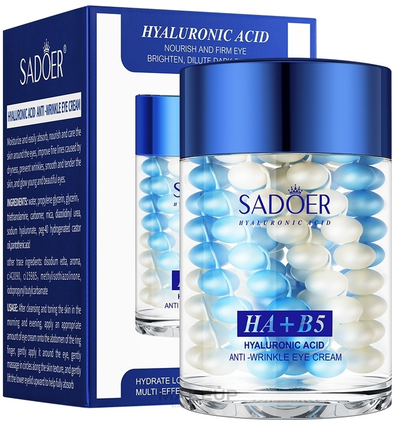 Крем для шкіри навколо очей SADOER HA+B5 з гіалуроновою кислотою зволожувальна та відновлювальна 60 г (SD51759), фото 1