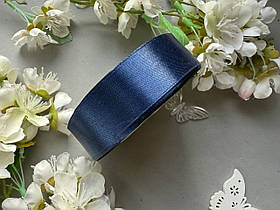 Атласна стрічка 2,5 см, 36 ярд (близько 33 м), темно-синього кольору