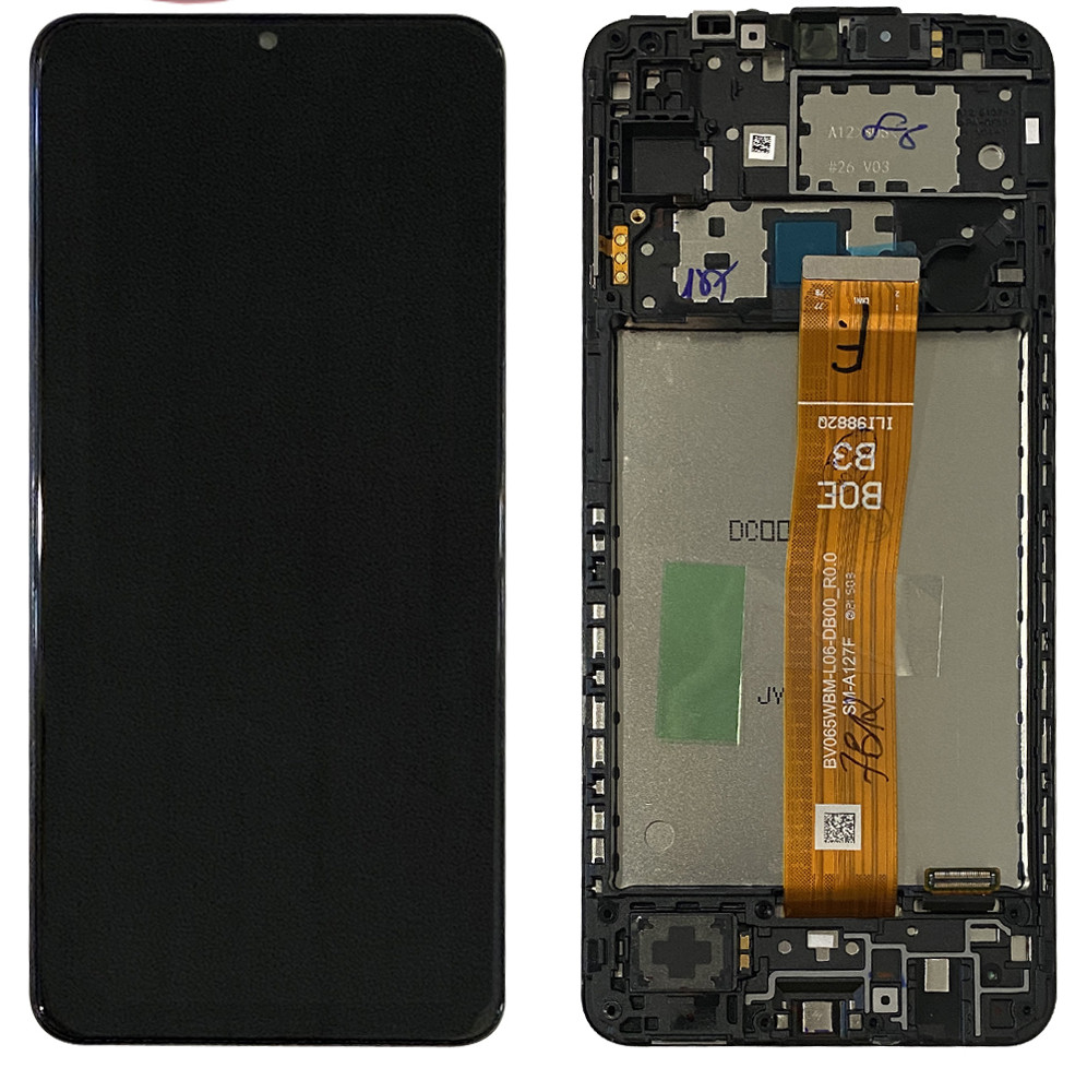 Дисплейний модуль (екран) для Samsung A127 A12 2021 Чорний з РАМКОЮ Оригінал 100% SERVICE PACK GH82-26485A, фото 1