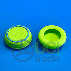 Силіконові накладки на стіки геймпаду PS5 PS4 Xbox та ін. (пара — 2 шт.) Салатові з блакитною окантовкою