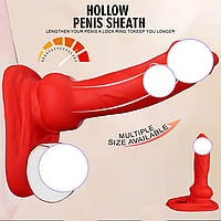 Реалістична насадка на член з кільцем для подовження пеніса та затримки оргазму, багаторазовий презерватив, Інтимні іграшки
