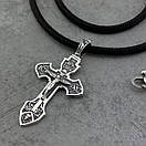 Чоловічий ланцюжок зі срібним замком і хрестик срібло з жорстким вушком. Шовковий ювелірний шнурок і кулон, фото 9