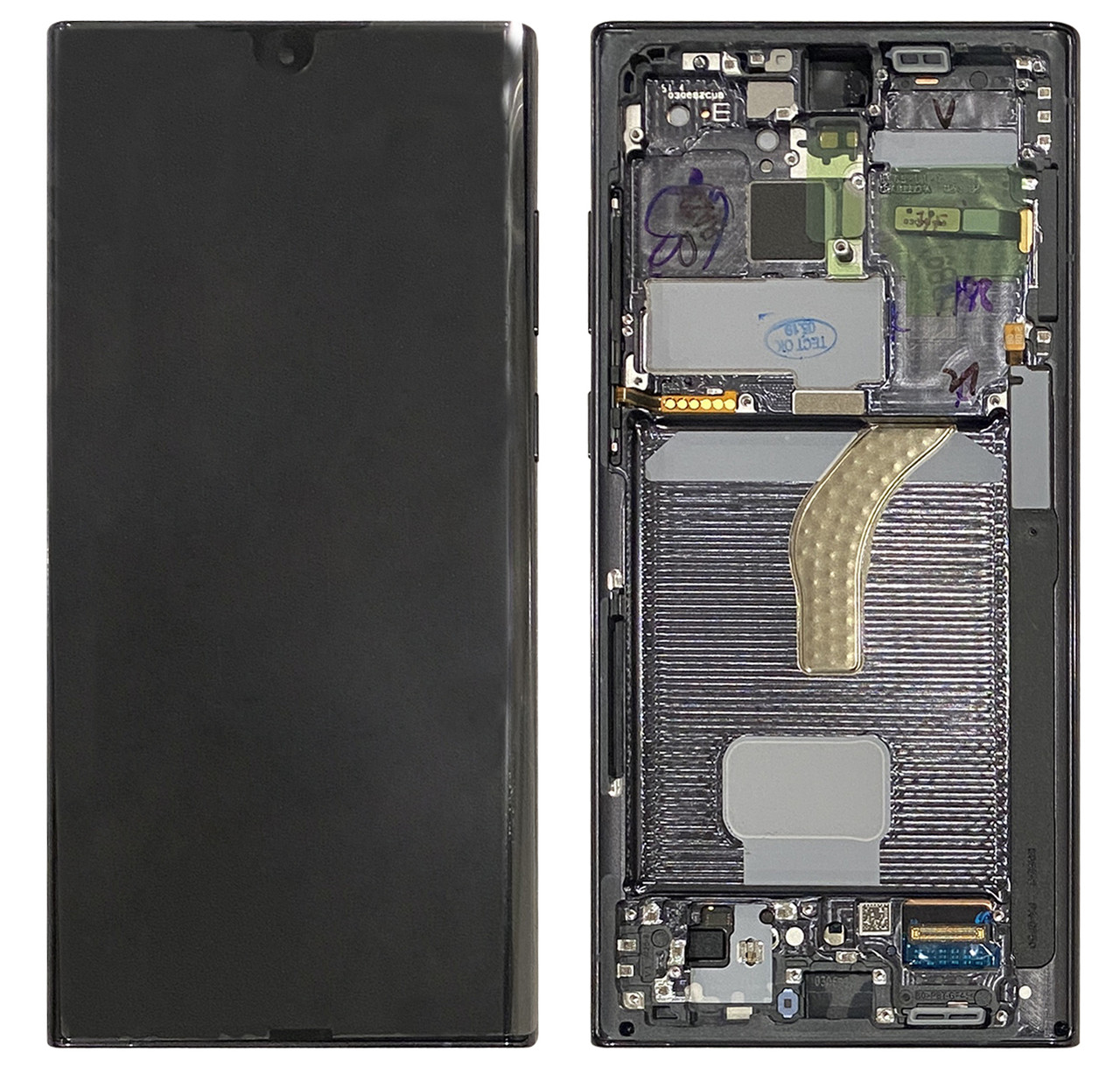 Дисплейний модуль (екран) для Samsung S908 Galaxy S22 Ultra чорний Оригінал У рамці 100% SERVICE PACK, фото 1
