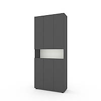 Шафа розпашна Metkas Home B001 900x350x2130, ЛДСП Антрацит-Білий Сніг (MB001AW)