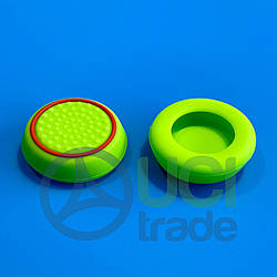 Силіконові накладки на стіки геймпаду PS5 PS4 Xbox та ін. (пара — 2 шт.) Салатові з червоною окантовкою