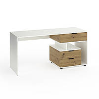 Письмовий стіл Metkas Home А012R, 1600×600×760 мм, ЛДСП, Білий сніг-Дуб Артизан (MA012RWDA)