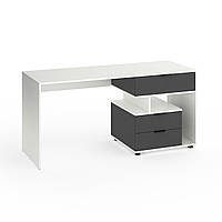 Письмовий стіл Metkas Home А012R, 1600×600×760 мм, ЛДСП, Білий сніг-Антрацит (MA012RWA)