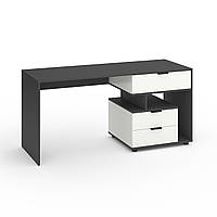 Письмовий стіл Metkas Home А012R, 1600×600×760 мм, ЛДСП, Антрацит-Білий сніг (MA012RAW)