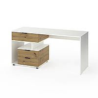 Письмовий стіл Metkas Home А012L, 1600×600×760 мм, ЛДСП, Білий сніг-Дуб Артизан (MA012LWDA)