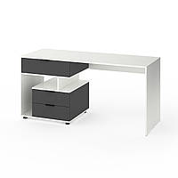 Письмовий стіл Metkas Home А012L, 1600×600×760 мм, ЛДСП, Білий сніг-Антрацит (MA012LWA)