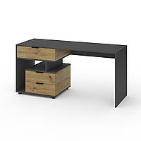 Письмовий стіл Metkas Home А012L, 1600×600×760 мм, ЛДСП, Антрацит-Дуб Артизан (MA012LADA)