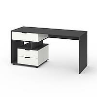 Письмовий стіл Metkas Home А012L, 1600×600×760 мм, ЛДСП, Антрацит-Білий сніг (MA012LAW)