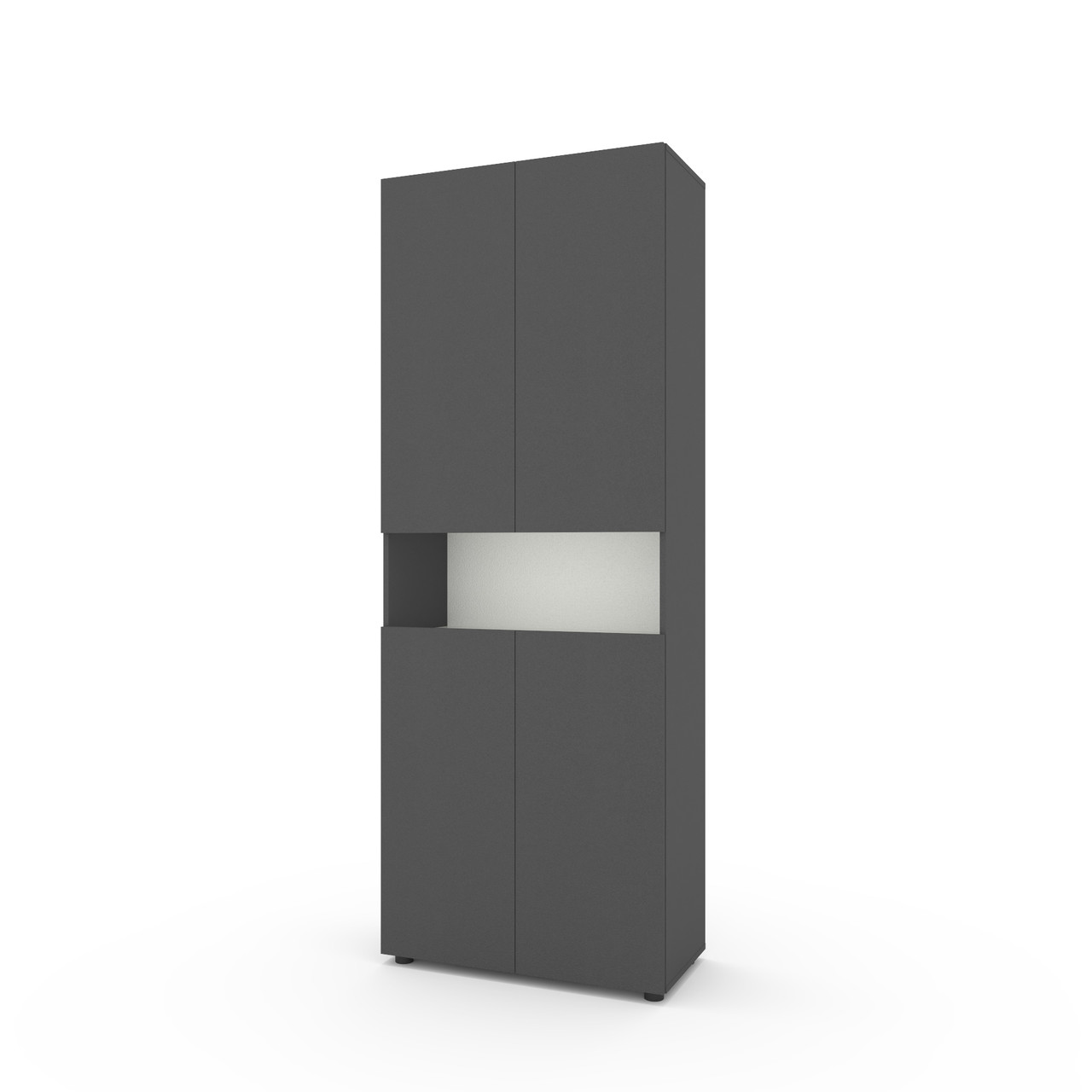 Пенал Metkas Home B002, 800×350×2130 мм, ЛДСП Антрацит-Білий сніг (MB002AW)