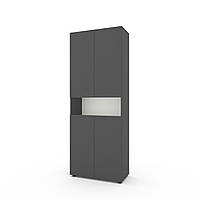 Пенал Metkas Home B002, 800×350×2130 мм, ЛДСП Антрацит-Білий сніг (MB002AW)