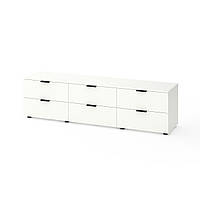 Тумба під телевізор Metkas Home А023, 1800×420×490 мм, ЛДСП Білий сніг (MA023W)