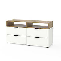 Тумба під телевізор Metkas Home А020, 1200×420×625 мм, ЛДСП Білий сніг-Дуб Артизан (MA020WDA)