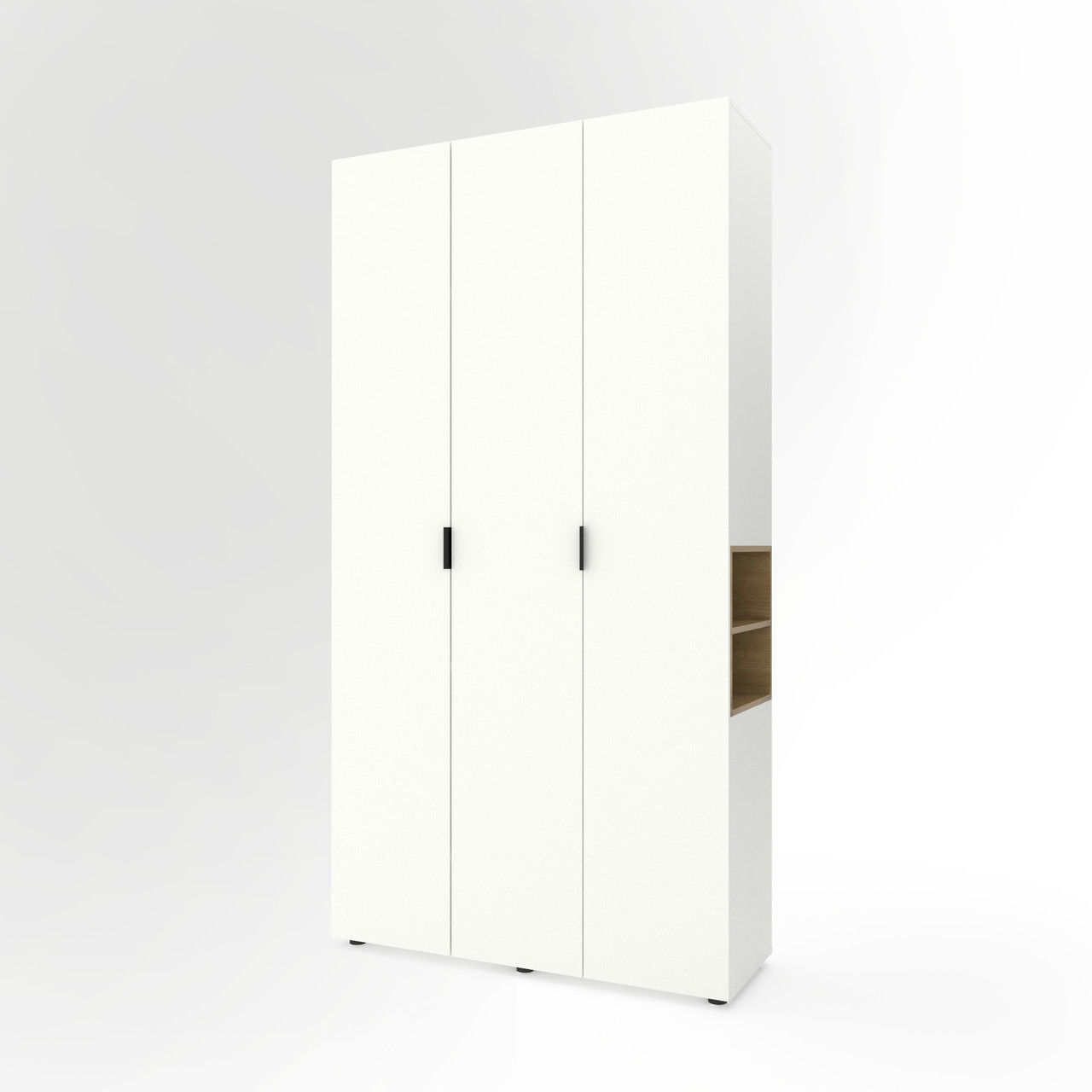 Шафа розпашна для одягу Metkas Home A015R з відкритими полицями 1200х420х2300 ЛДСП Білий сніг-Дуб Артизан (MA015RWDA)