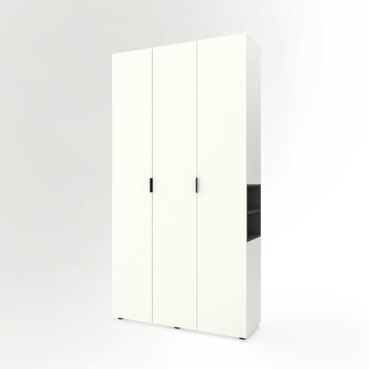 Шафа розпашна для одягу Metkas Home A015R з відкритими полицями 1200х420х2300 ЛДСП Білий сніг-Антрацит (MA015RWA)