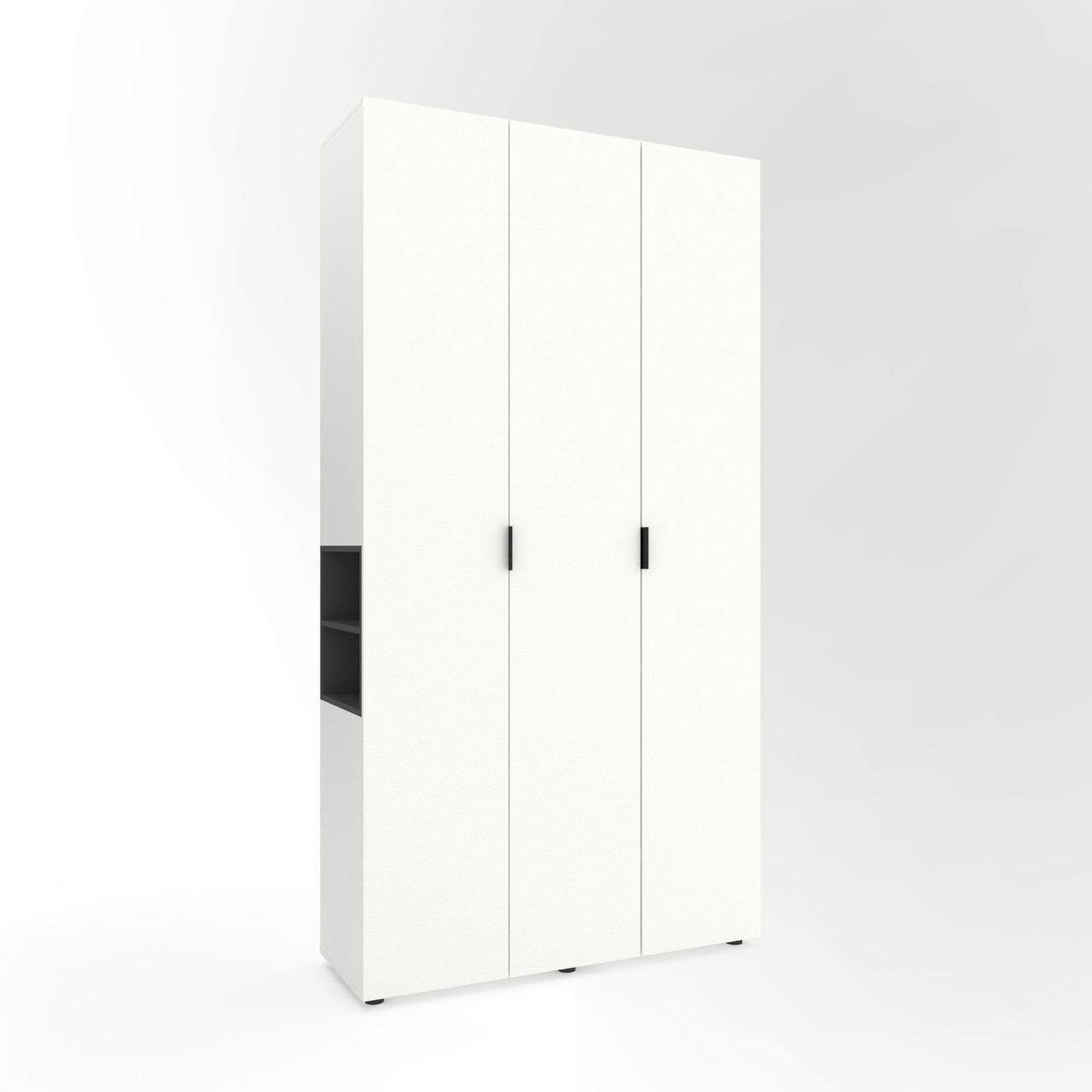 Шафа розпашна для одягу Metkas Home A015L з відкритими полицями 1200х420х2300 ЛДСП Білий сніг-Антрацит (MA015LWA)