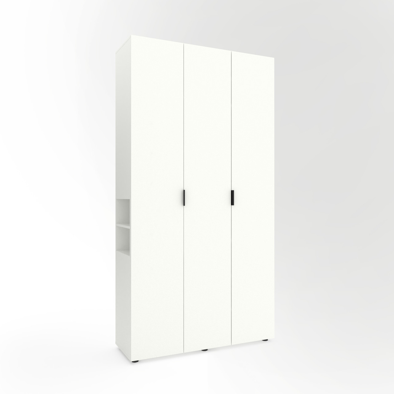 Шафа розпашна для одягу Metkas Home A015L з відкритими полицями 1200х420х2300 ЛДСП Білий сніг (MA015LW)