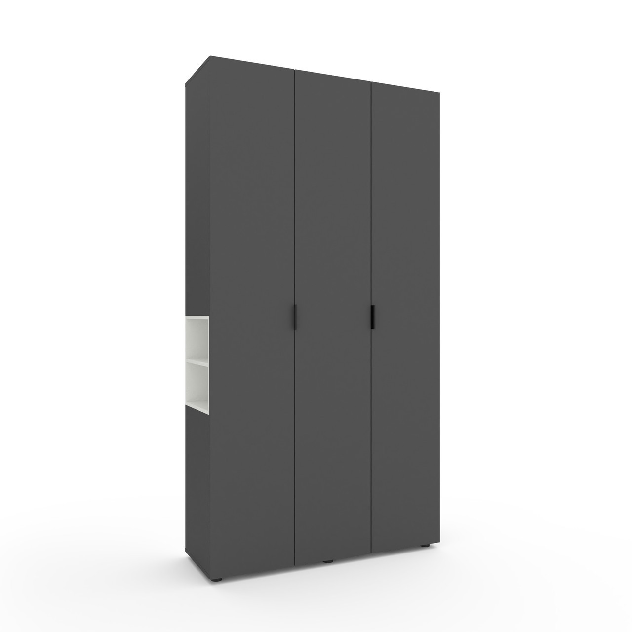 Шафа розпашна для одягу Metkas Home A015L з відкритими полицями 1200х420х2300 ЛДСП Антрацит-Білий сніг (MA015LAW)