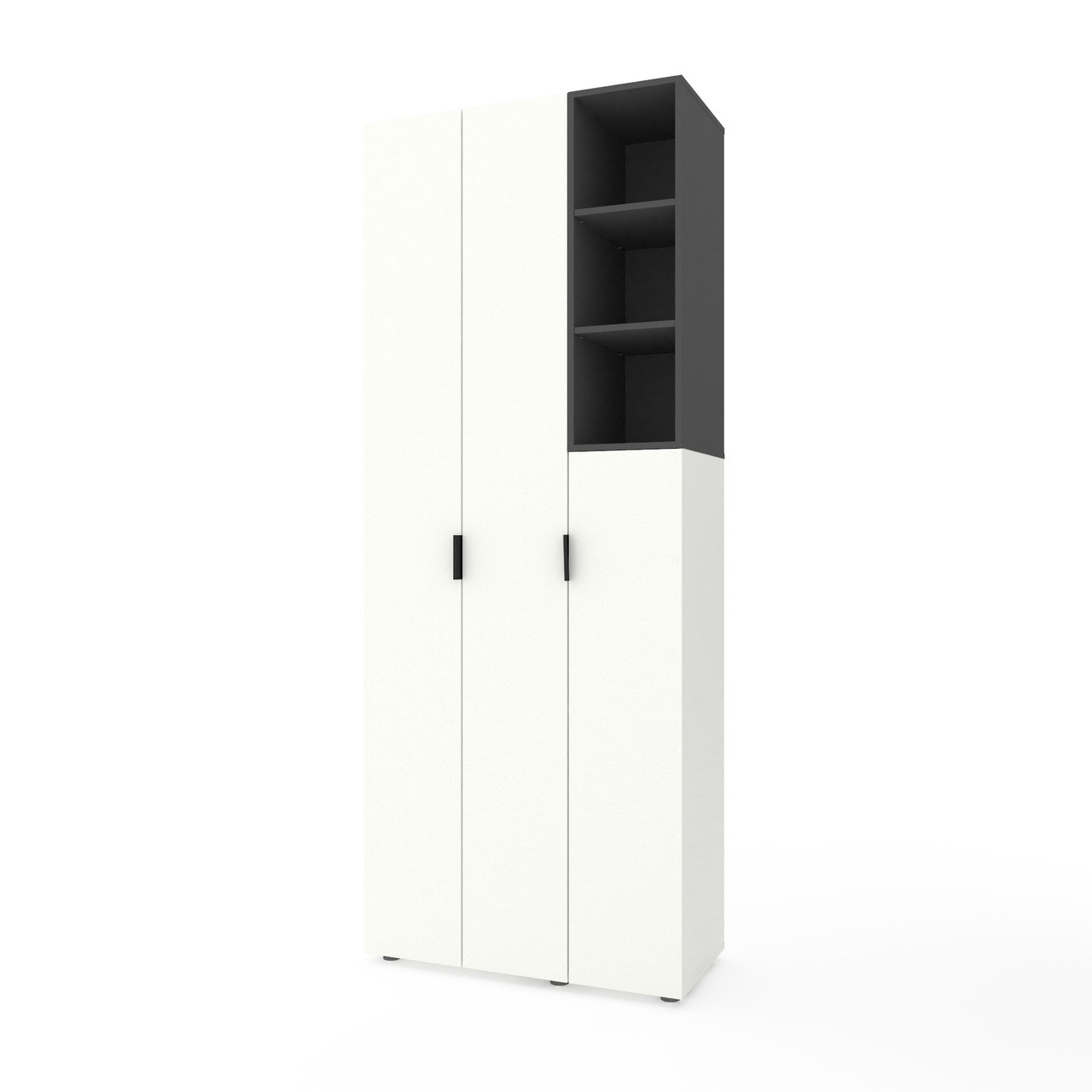 Шафа розпашна для одягу Metkas Home A003R 900х420х2300 ЛДСП Білий сніг-Атрацит (MA003RWA)