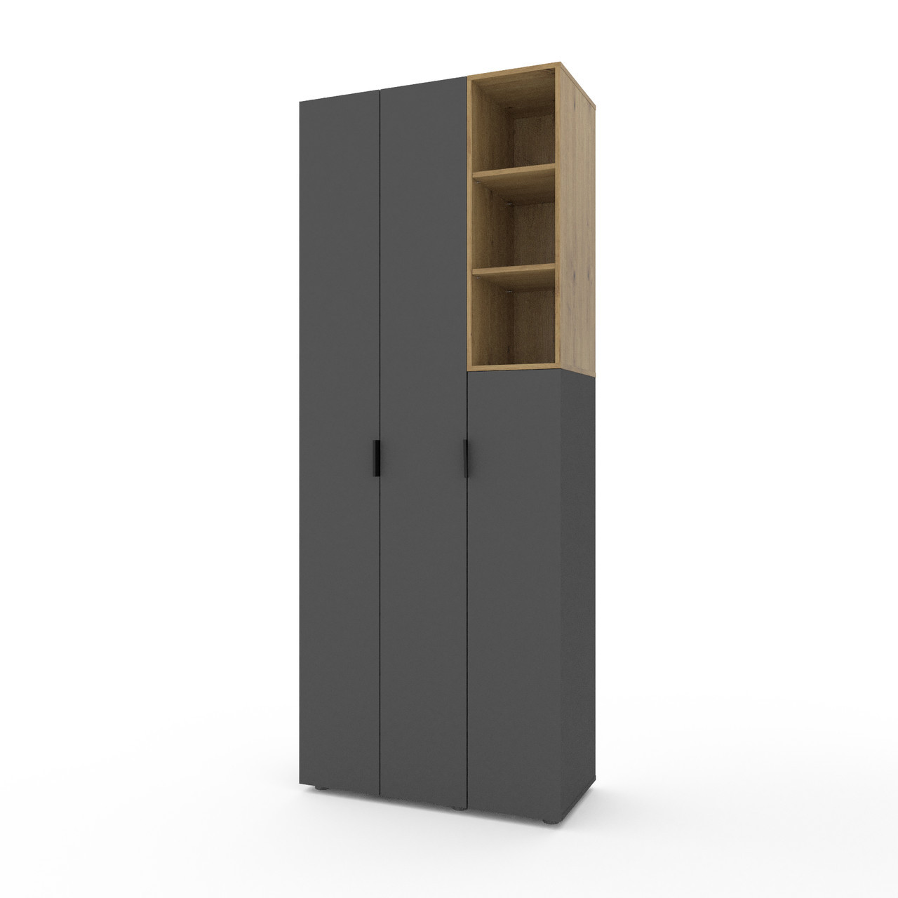 Шафа розпашна для одягу Metkas Home A003R 900х420х2300 ЛДСП Антрацит-Дуб Артизан (MA003RADA)