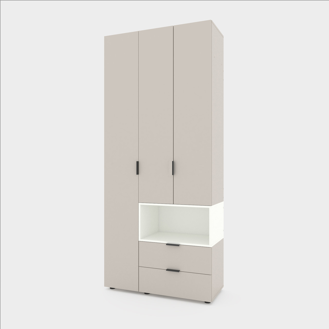 Шафа розпашна для одягу Metkas Home A002R 1000х420х2300 ЛДСП Кашемір-Білий сніг (MA002RKW)