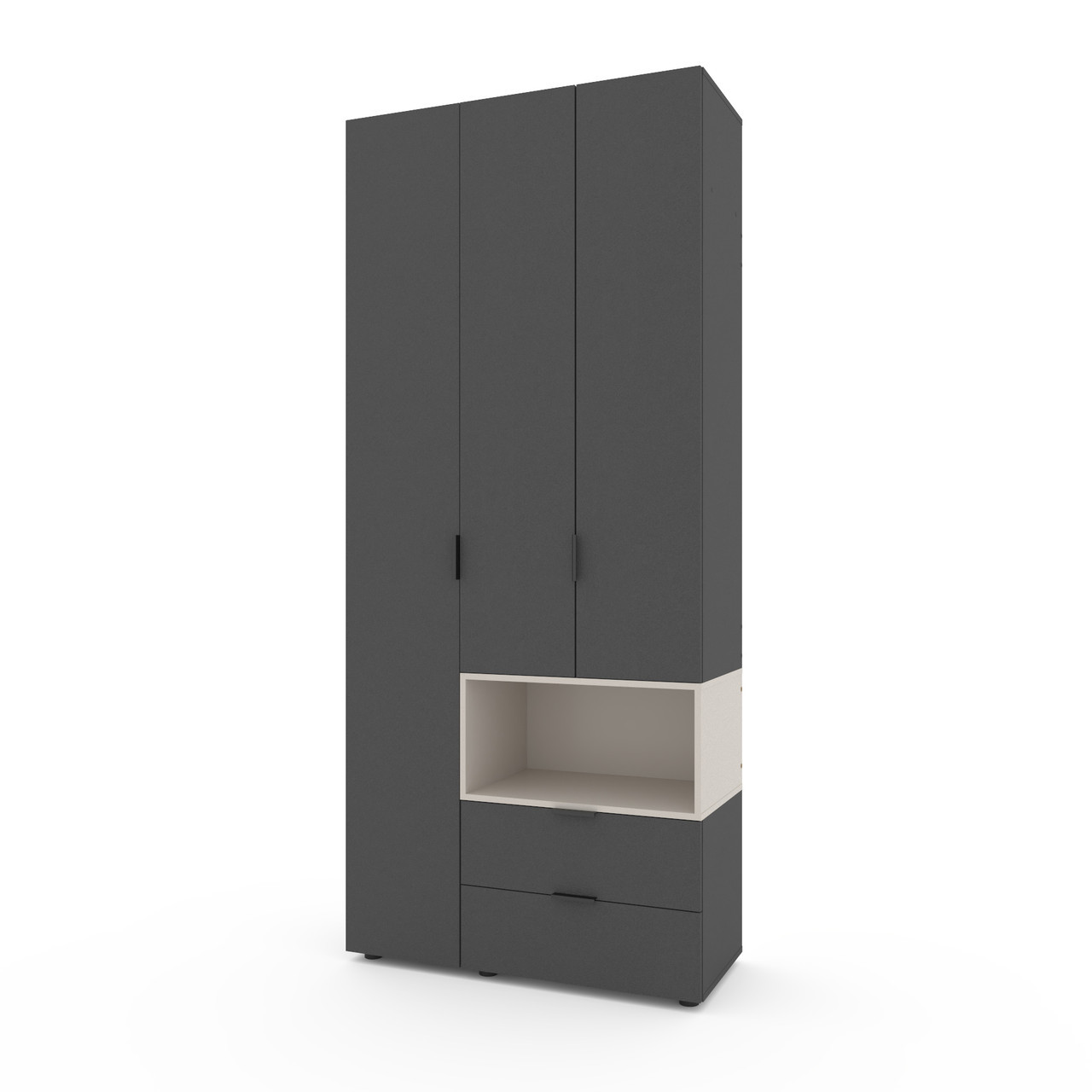 Шафа розпашна для одягу Metkas Home A002R 1000х420х2300 ЛДСП Антрацит-Кашемір (MA002RAK)