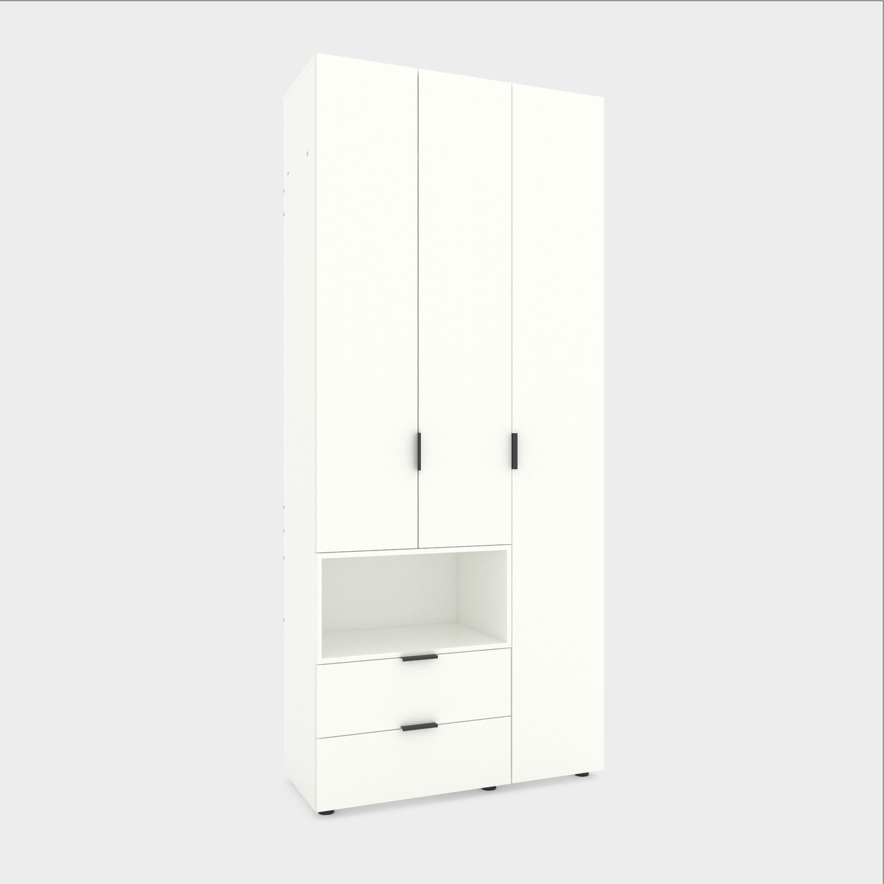 Шафа розпашна для одягу Metkas Home A002L 1000х420х2300 ЛДСП Білий сніг (MA002LW)