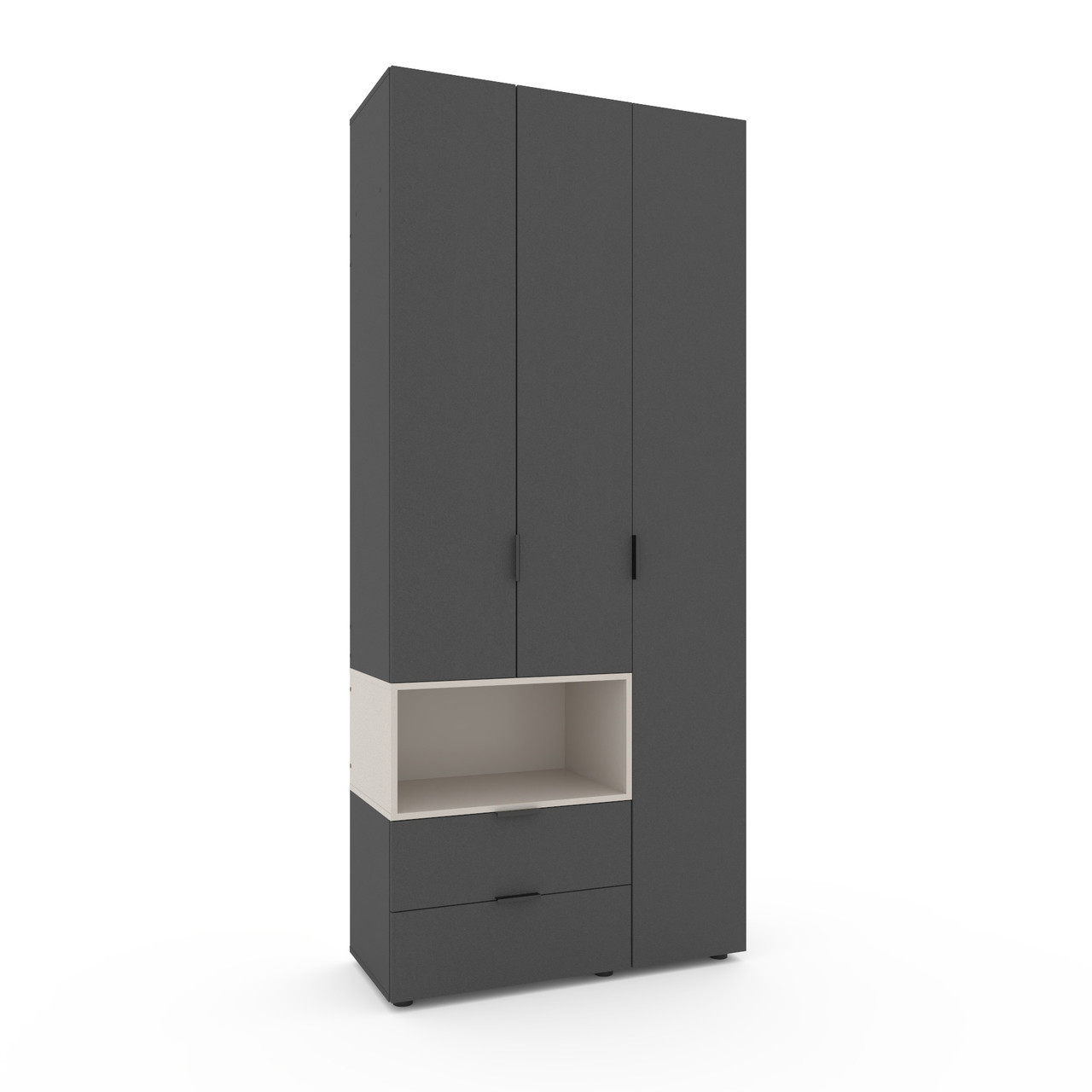 Шафа розпашна для одягу Metkas Home A002L 1000х420х2300 ЛДСП Антрацит-Кашемір (MA002LAK)